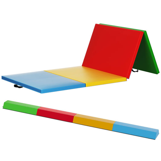 BalanceFrom Fitness All Purpose Mat with 8 Ft Balance Beam Gymnastic Set, Multi