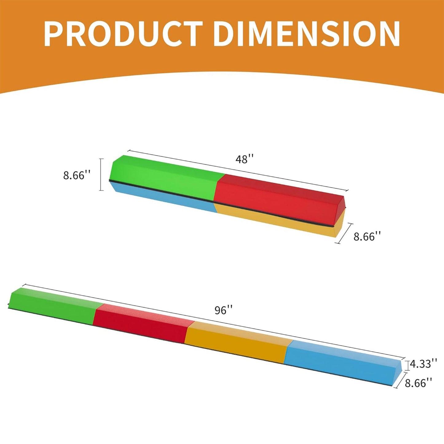 BalanceFrom Fitness All Purpose Mat with 8 Ft Balance Beam Gymnastic Set, Multi