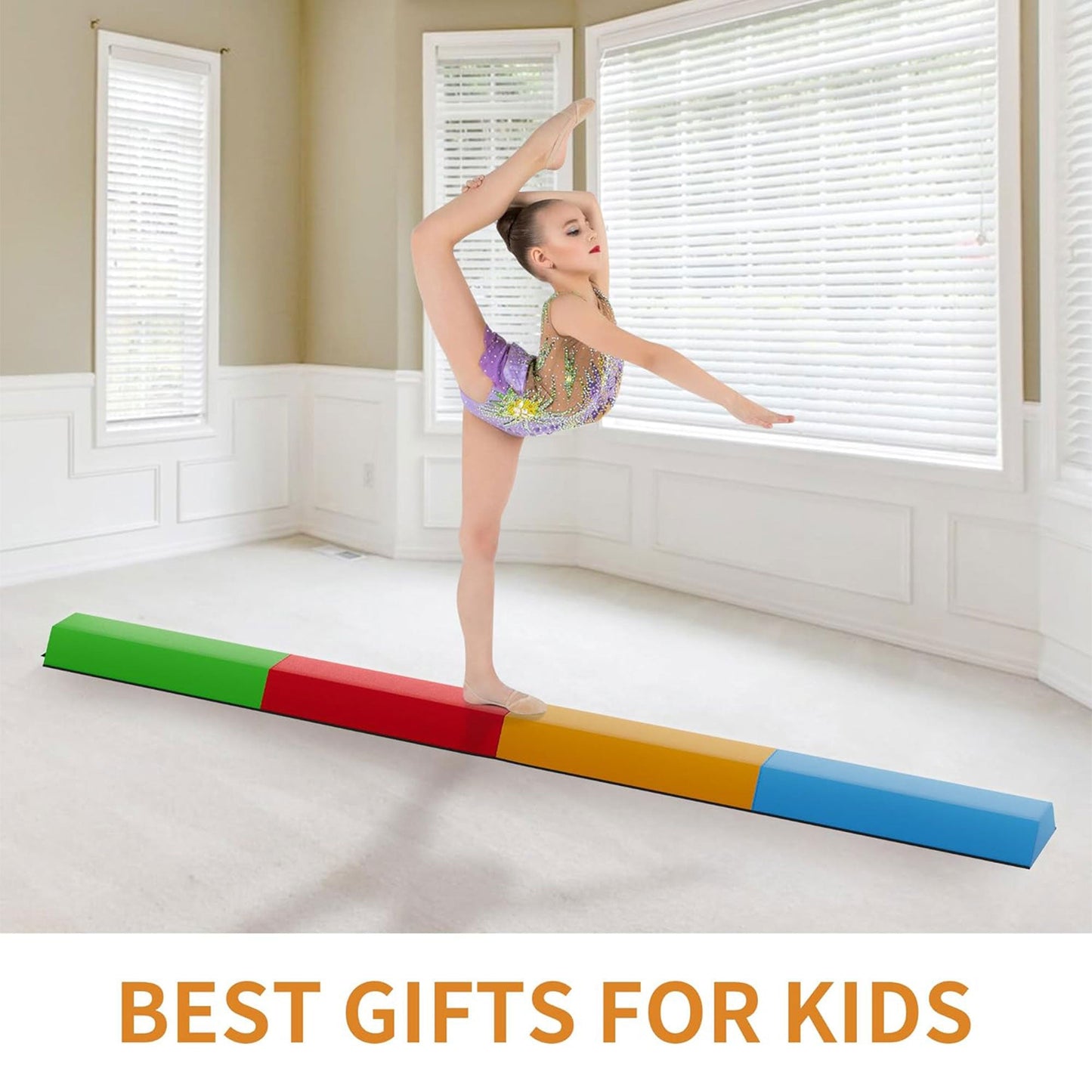 BalanceFrom Fitness All Purpose Mat with 8 Ft Balance Beam Gymnastic Set, Multi