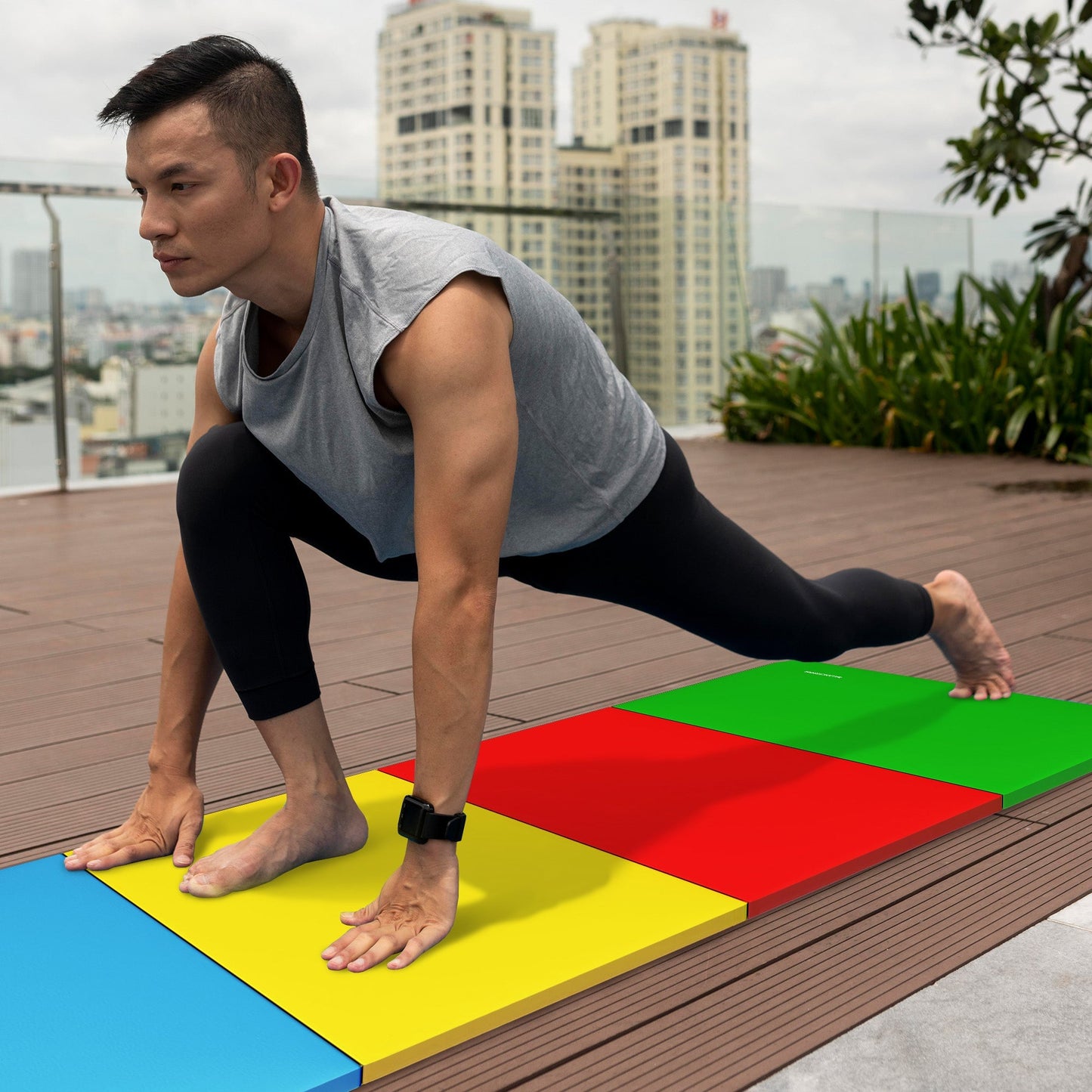 BalanceFrom Fitness All Purpose Mat with 8 Ft Balance Beam Gymnastic Set, Multi