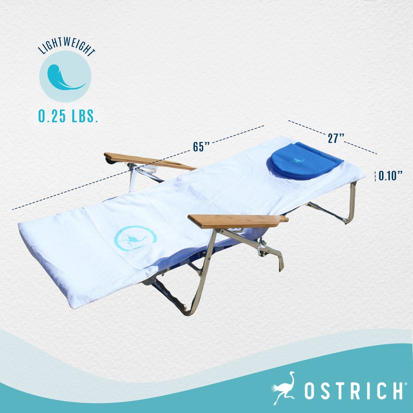 Ostrich Custom Fitted Beach Towel designed to fit on Ostrich 3n1 Beach Chairs