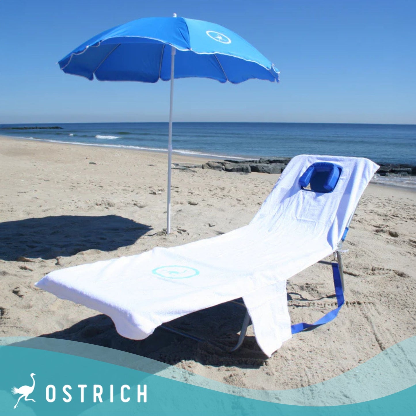 Ostrich Custom Fitted Beach Towel designed to fit on Ostrich 3n1 Beach Chairs