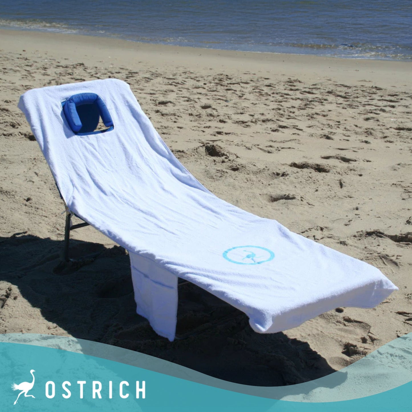 Ostrich Custom Fitted Beach Towel designed to fit on Ostrich 3n1 Beach Chairs