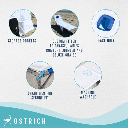 Ostrich Cutsom Fitted Beach Towel designed to fit on Chaise Lounge Beach Chairs