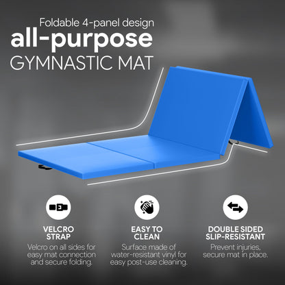 BalanceFrom Fitness All Purpose Mat with 8 Ft Balance Beam Gymnastic Set, Blue