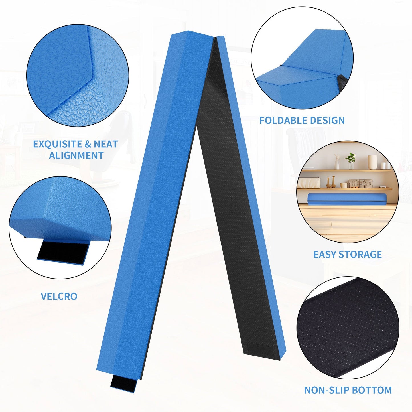 BalanceFrom Fitness All Purpose Mat with 8 Ft Balance Beam Gymnastic Set, Blue