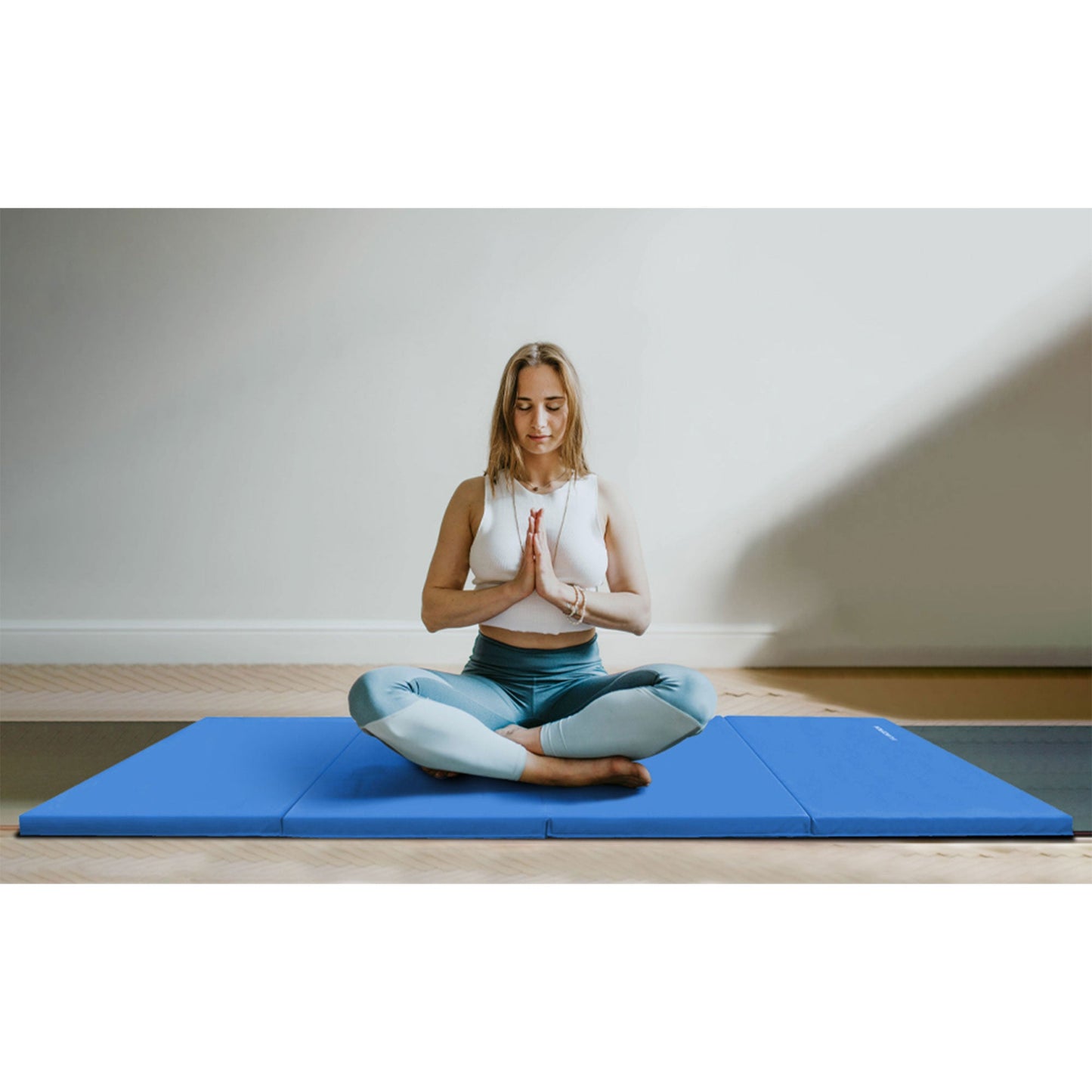 BalanceFrom Fitness All Purpose Mat with 8 Ft Balance Beam Gymnastic Set, Blue