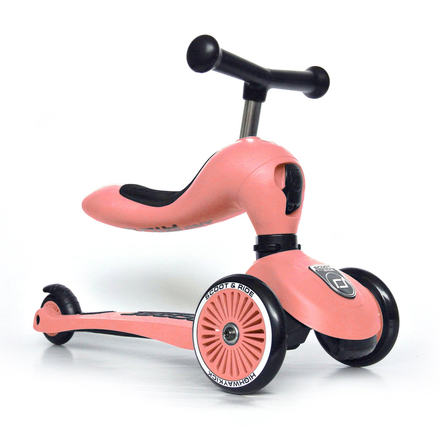Scoot & Ride 2-in-1 Ride-On & Stand Kids Scooter, Ages 1-5, Highwaykick 1, Peach
