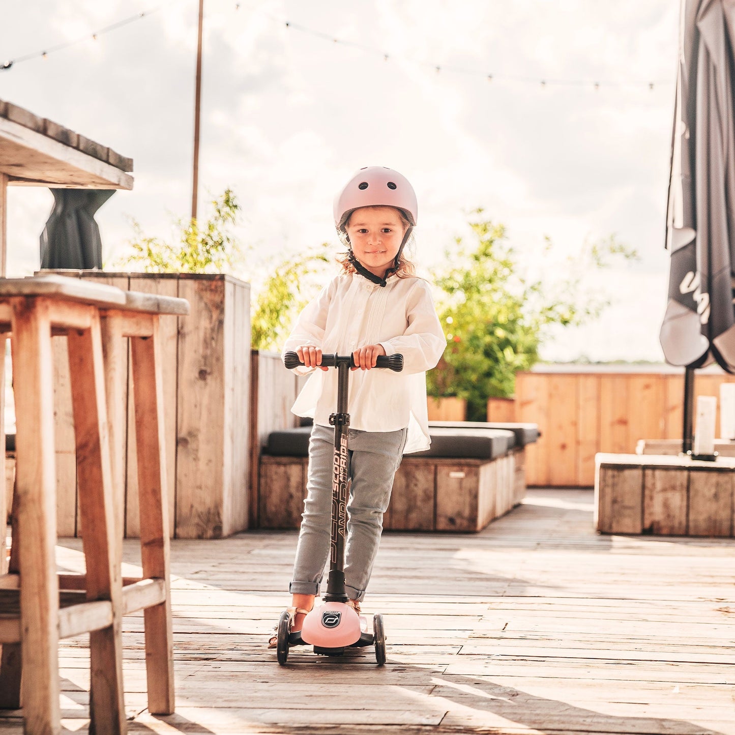 Scoot & Ride Stand-up Push Scooter for Children Ages 3-6, Highwaykick 3, Rose