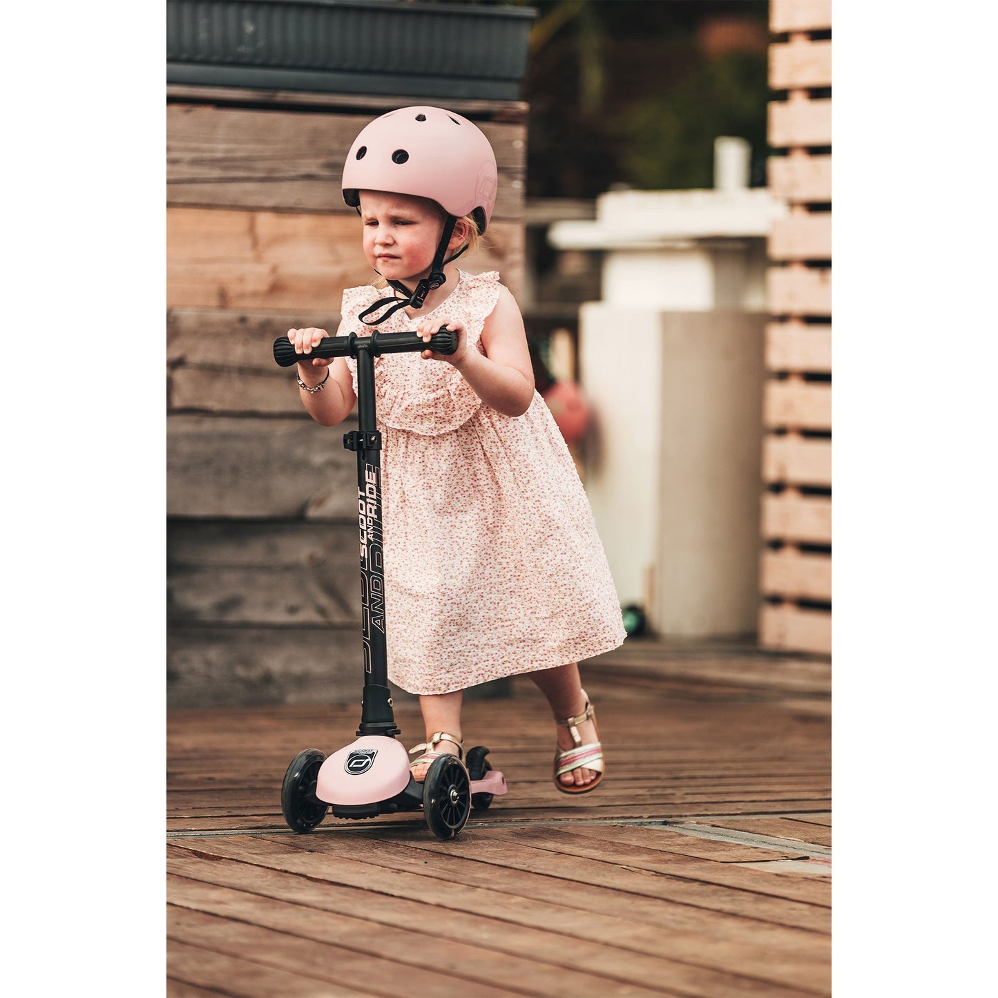Scoot & Ride Stand-up Push Scooter for Children Ages 3-6, Highwaykick 3, Rose