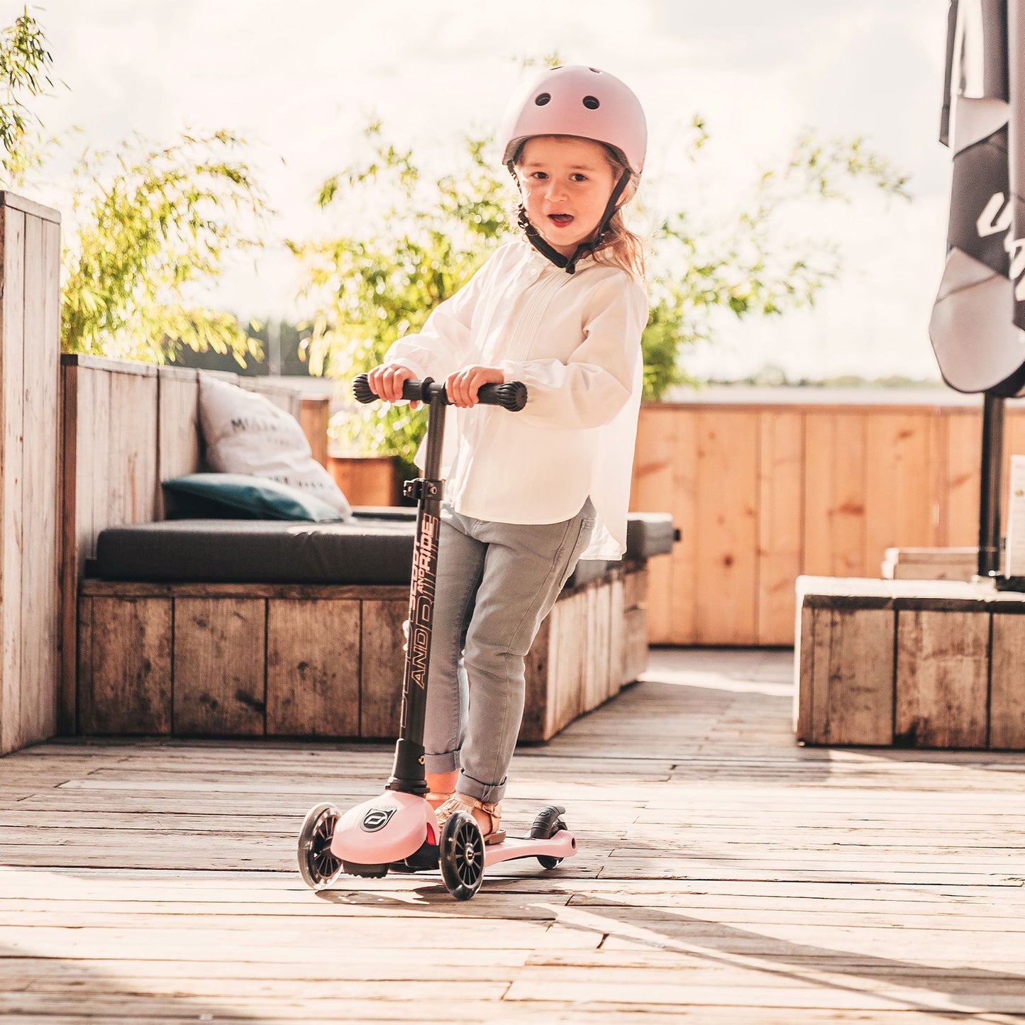 Scoot & Ride Stand-up Push Scooter for Children Ages 3-6, Highwaykick 3, Rose