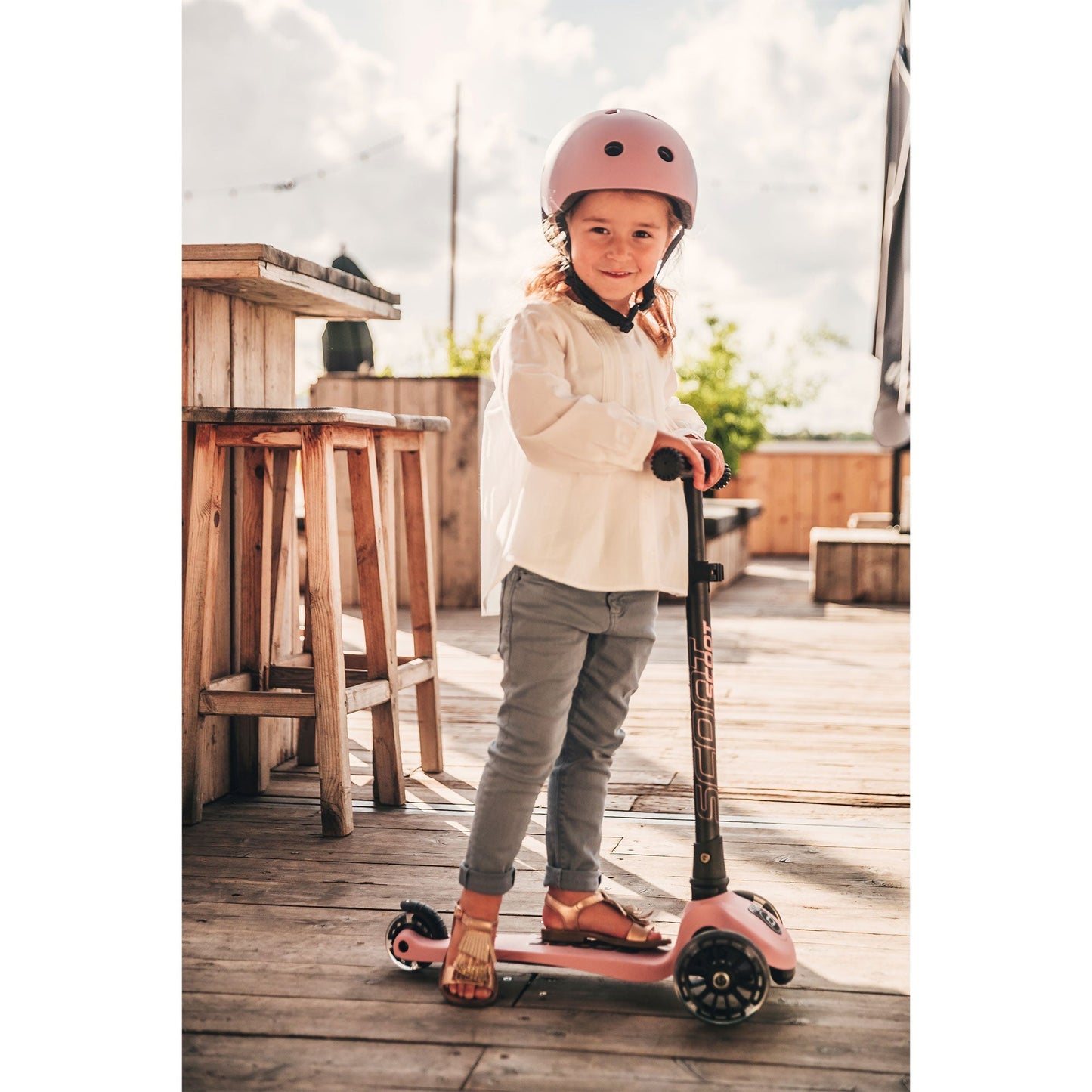 Scoot & Ride Stand-up Push Scooter for Children Ages 3-6, Highwaykick 3, Rose