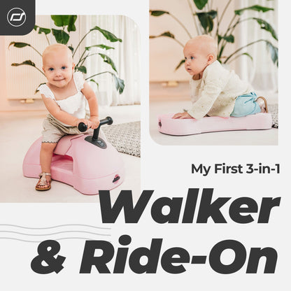 Scoot & Ride My First 3 in 1 Baby Walker, Ride On, & Scoot Board w/Storage, Rose