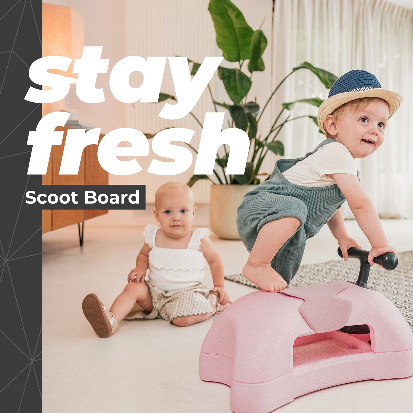 Scoot & Ride My First 3 in 1 Baby Walker, Ride On, & Scoot Board w/Storage, Rose
