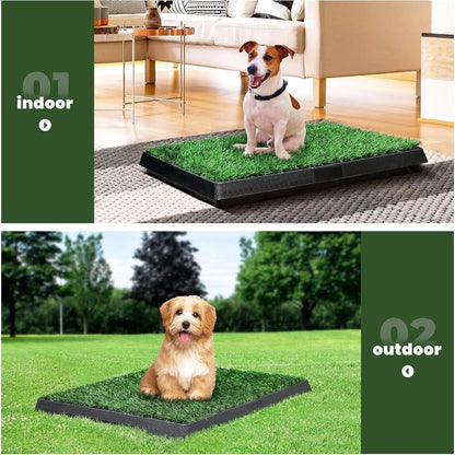 COZIWOW Dog Grass Pad with Tray and 3 Layer System for Puppy Training, Green