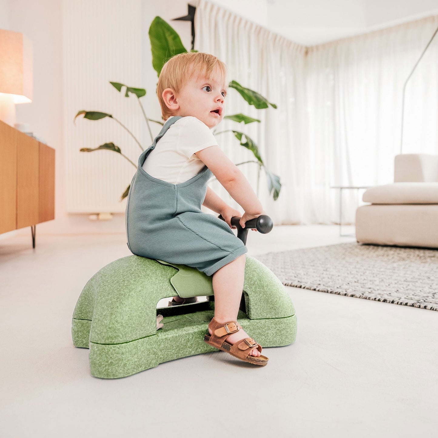 Scoot & Ride My First 3 in 1 Baby Walker, Ride On & Scoot Board w/Storage, Olive