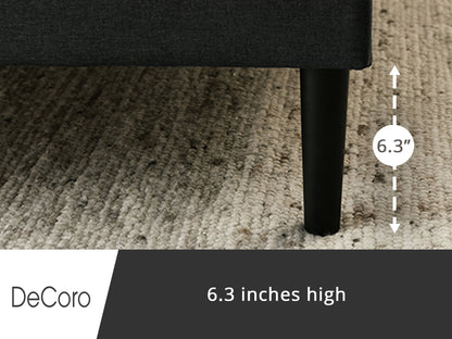 DeCoro Mornington Upholstered 2.0 Platform Bed w/ Metal Frame, Dark Grey, Full