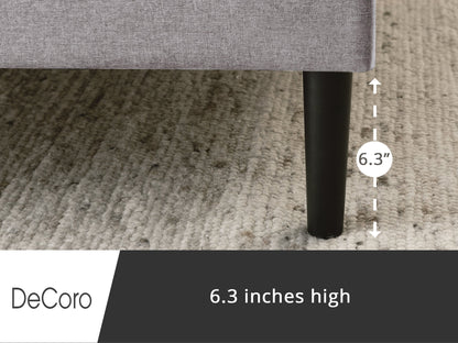 DeCoro Mornington Upholstered 2.0 Platform Bed w/ Metal Frame, Light Grey, Full