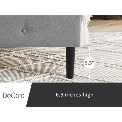 DeCoro Cambridge Upholstered Wooden Platform Bed Frame with Headboard, Queen