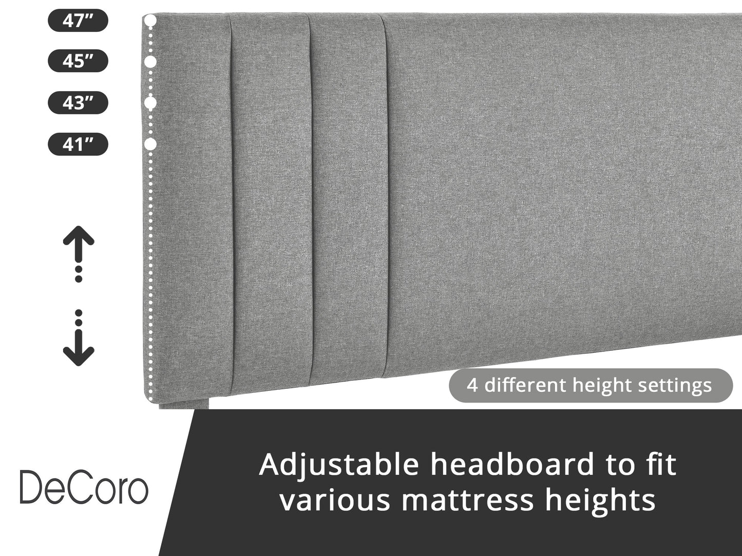 DeCoro Chicago Modern Tufted Upholstered Platform Full Size Bed Frame, Full,Grey