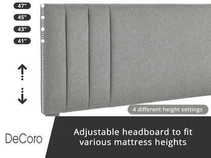 DeCoro Chicago Modern Tufted Upholstered Platform Full Size Bed Frame, Full,Grey