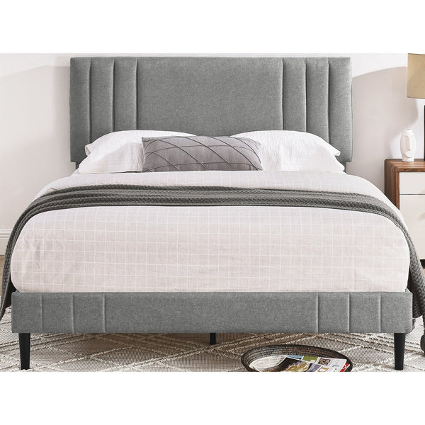 DeCoro Chicago Modern Tufted Upholstered Platform Full Size Bed Frame, Full,Grey