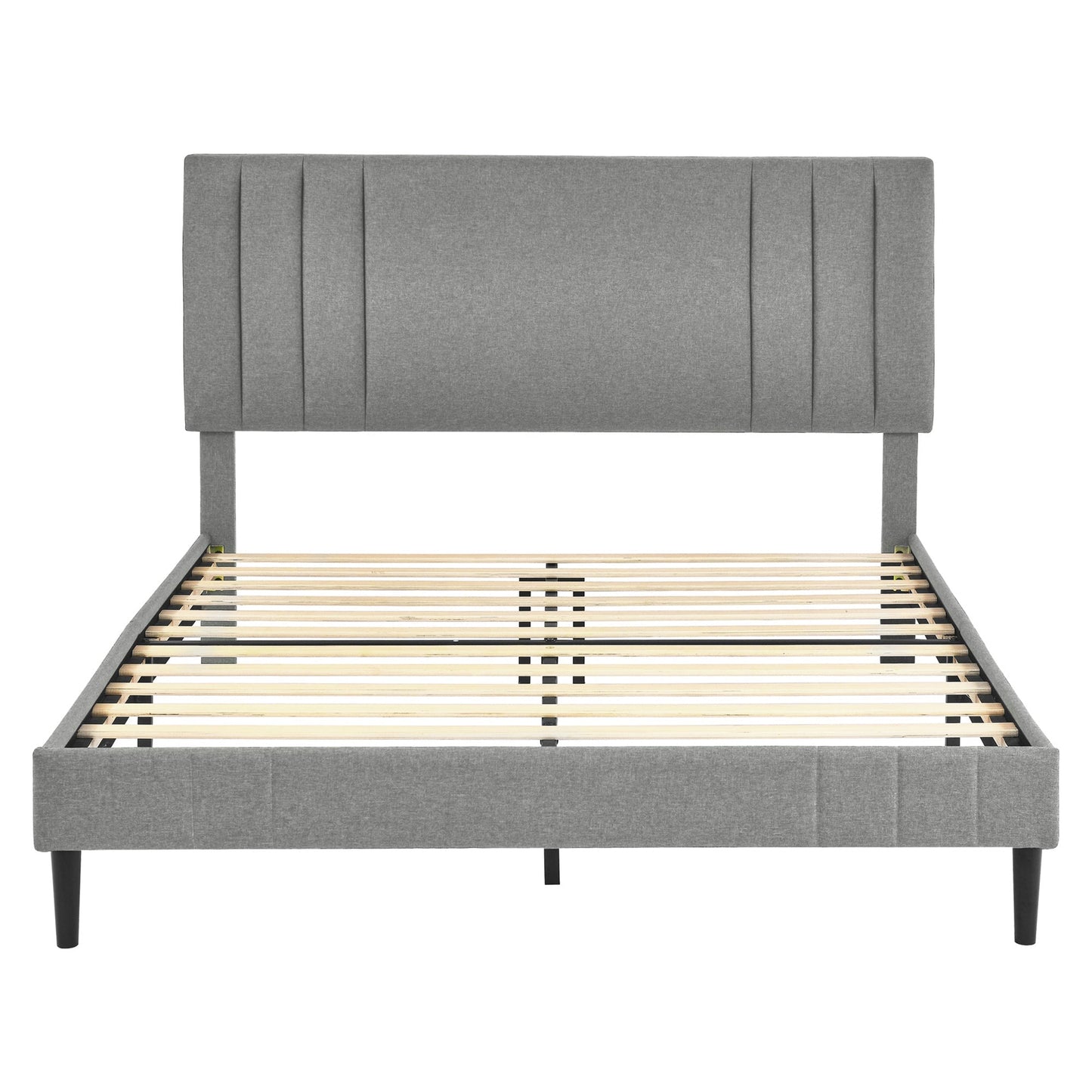 DeCoro Chicago Modern Tufted Upholstered Platform Full Size Bed Frame, Full,Grey