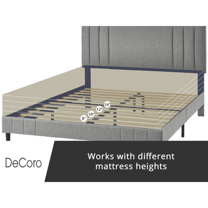 DeCoro Chicago Modern Tufted Upholstered Platform Full Size Bed Frame, Full,Grey