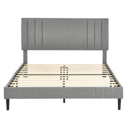 DeCoro Chicago Modern Tufted Upholstered Platform Queen Size Bed Frame, Grey