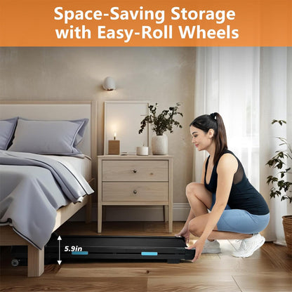 Ksports Under Desk Walking Pad Treadmill with Auto Incline and Wheels, 2.5 HP