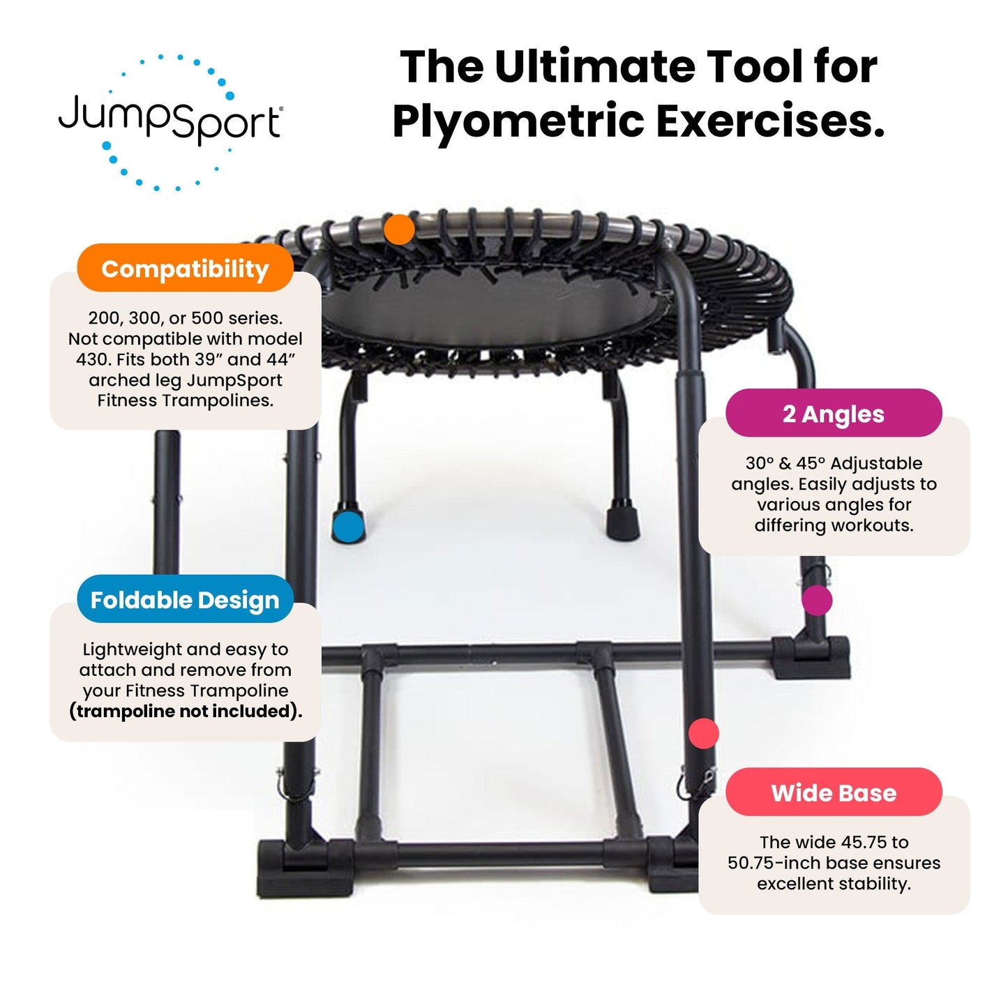 JumpSport PlyoFit PRO Adapter for 39" and 44" Fitness Trampolines, Home Gym Use