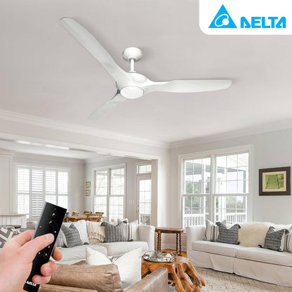 Delta Breez 52" Ceiling Fan with LED, Remote, Indoor/Outdoor, Benicia, White