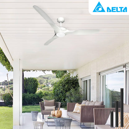 Delta Breez 52" Ceiling Fan with LED, Remote, Indoor/Outdoor, Benicia, White