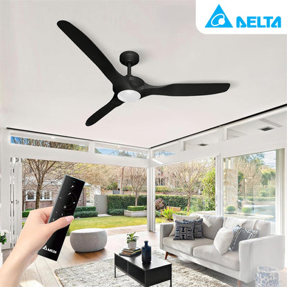 Delta Breez 52" Ceiling Fan with LED, Remote, Indoor/Outdoor, Benicia, Black