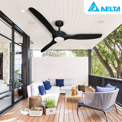 Delta Breez 52" Ceiling Fan with LED, Remote, Indoor/Outdoor, Benicia, Black