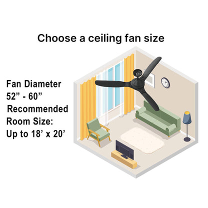 Delta Breez 52" Ceiling Fan with LED, Remote, Indoor/Outdoor, Benicia, Black
