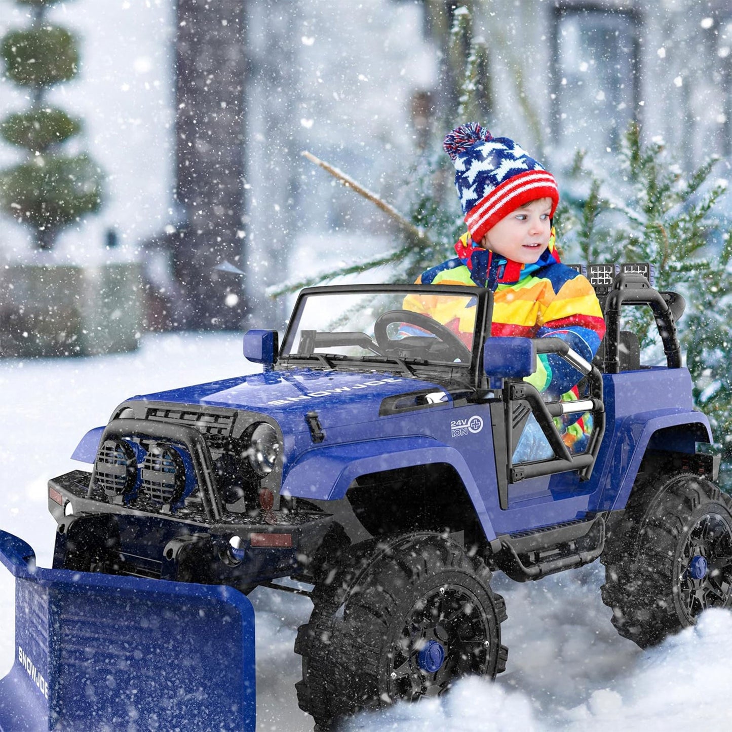 Snow Joe 24V Ride On Car Toy with Snow Plow Scoop and Parental Remote, 24V-SUV1
