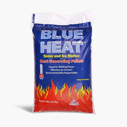 Blue Heat Ice Melt Pellets Deicer and Snow Removal for Driveway, 50 Pounds, BH50