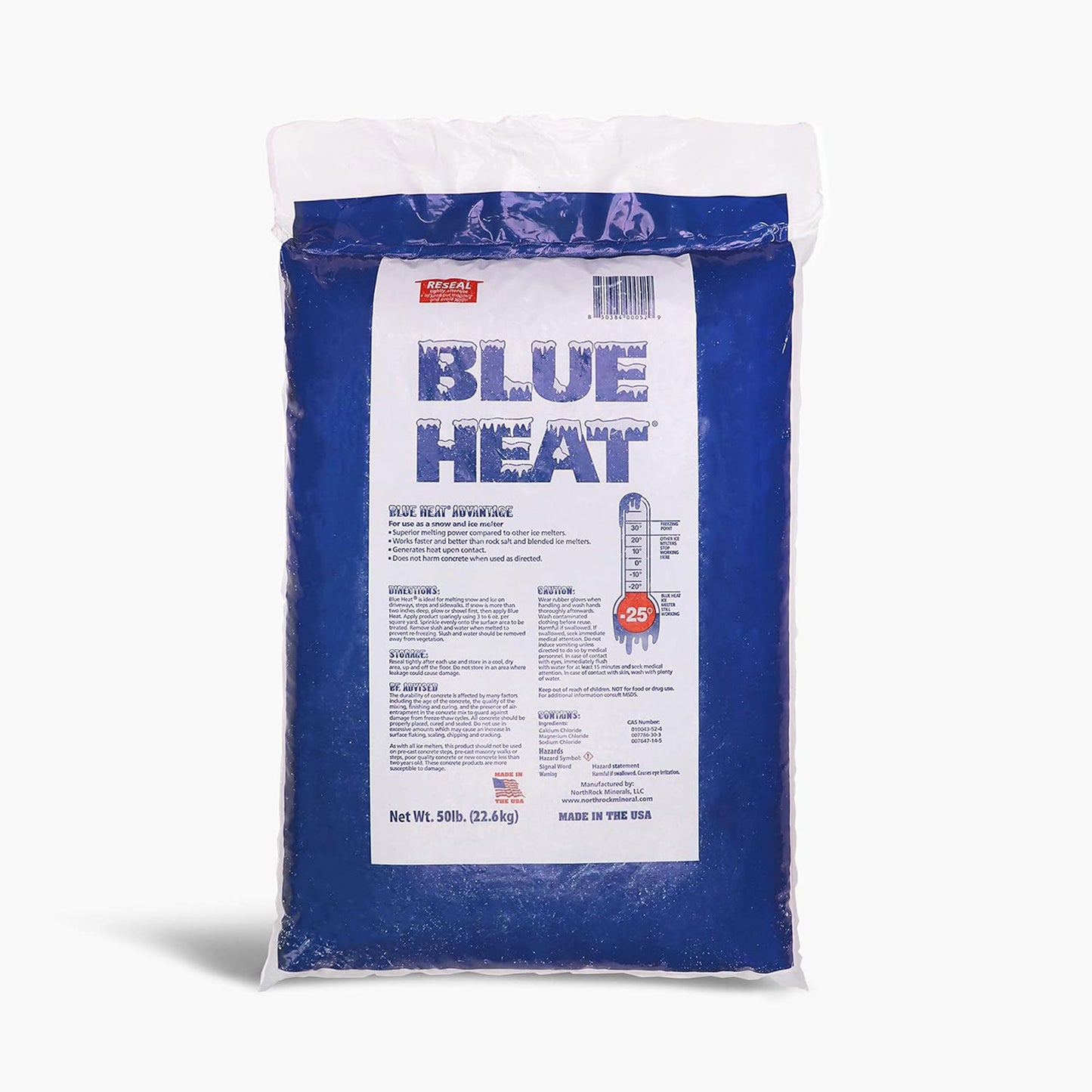 Blue Heat Ice Melt Pellets Deicer and Snow Removal for Driveway, 50 Pounds, BH50