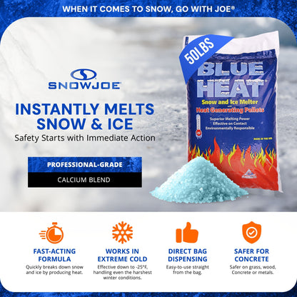 Blue Heat Ice Melt Pellets Deicer and Snow Removal for Driveway, 50 Pounds, BH50