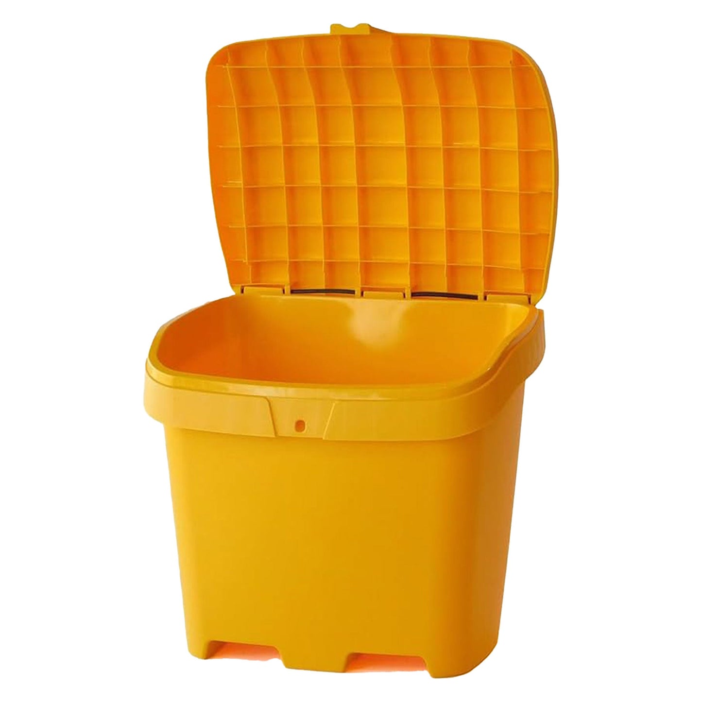 FCMP Outdoor 31 Gallon Salt & Sand Storage Box, Deck Container for Patio, Yellow