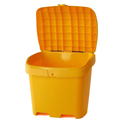 FCMP Outdoor 31 Gallon Salt & Sand Storage Box, Deck Container for Patio, Yellow