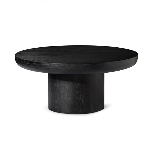 OWEN RUSTIC CIRCULAR WOODEN COFFEE TABLE IN AGED BLACK