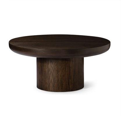 OWEN RUSTIC CIRCULAR WOODEN COFFEE TABLE IN AGED BROWN