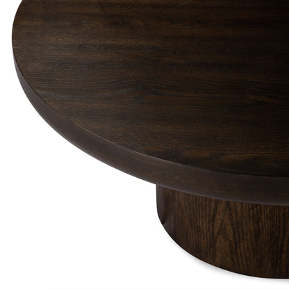 OWEN RUSTIC CIRCULAR WOODEN COFFEE TABLE IN AGED BROWN