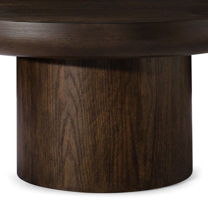 OWEN RUSTIC CIRCULAR WOODEN COFFEE TABLE IN AGED BROWN
