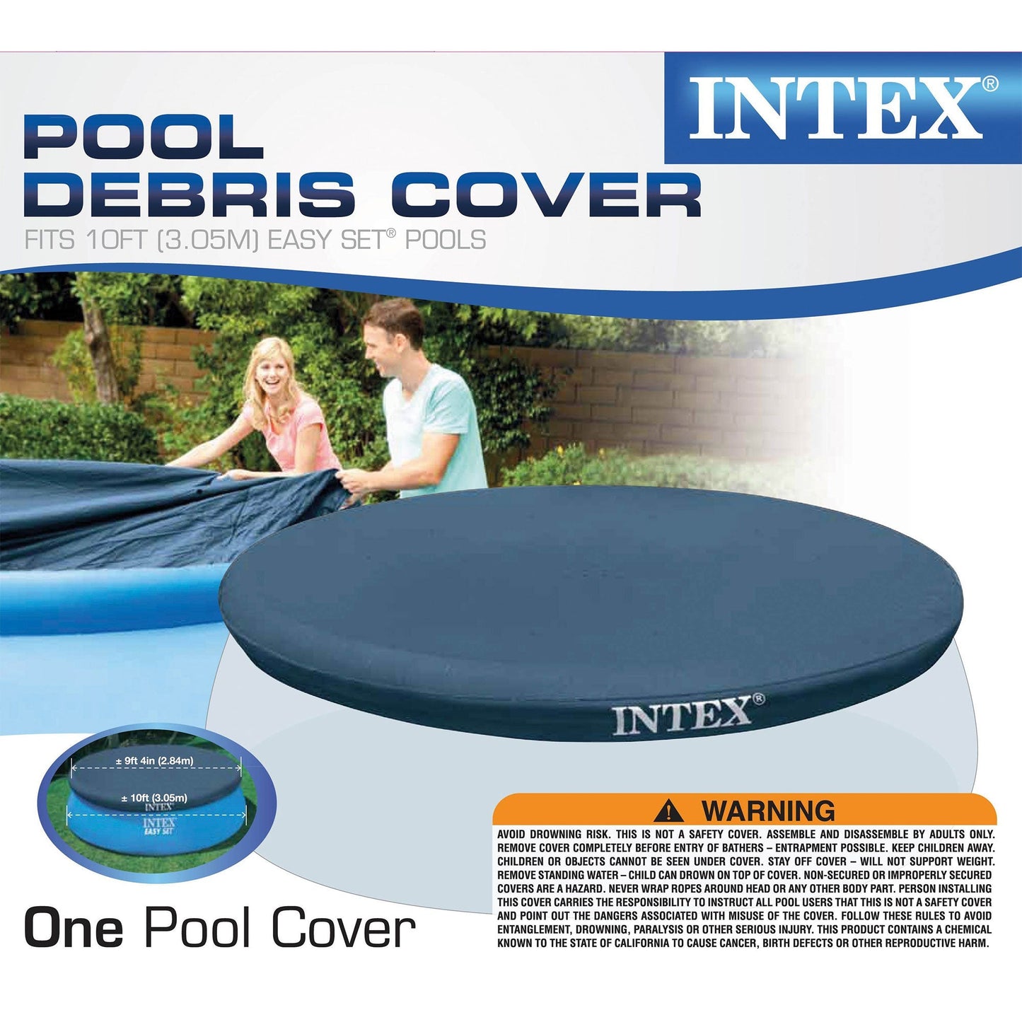 Intex 10 Foot Easy Set Round Above Ground Swimming Pool Debris Vinyl Cover, Blue