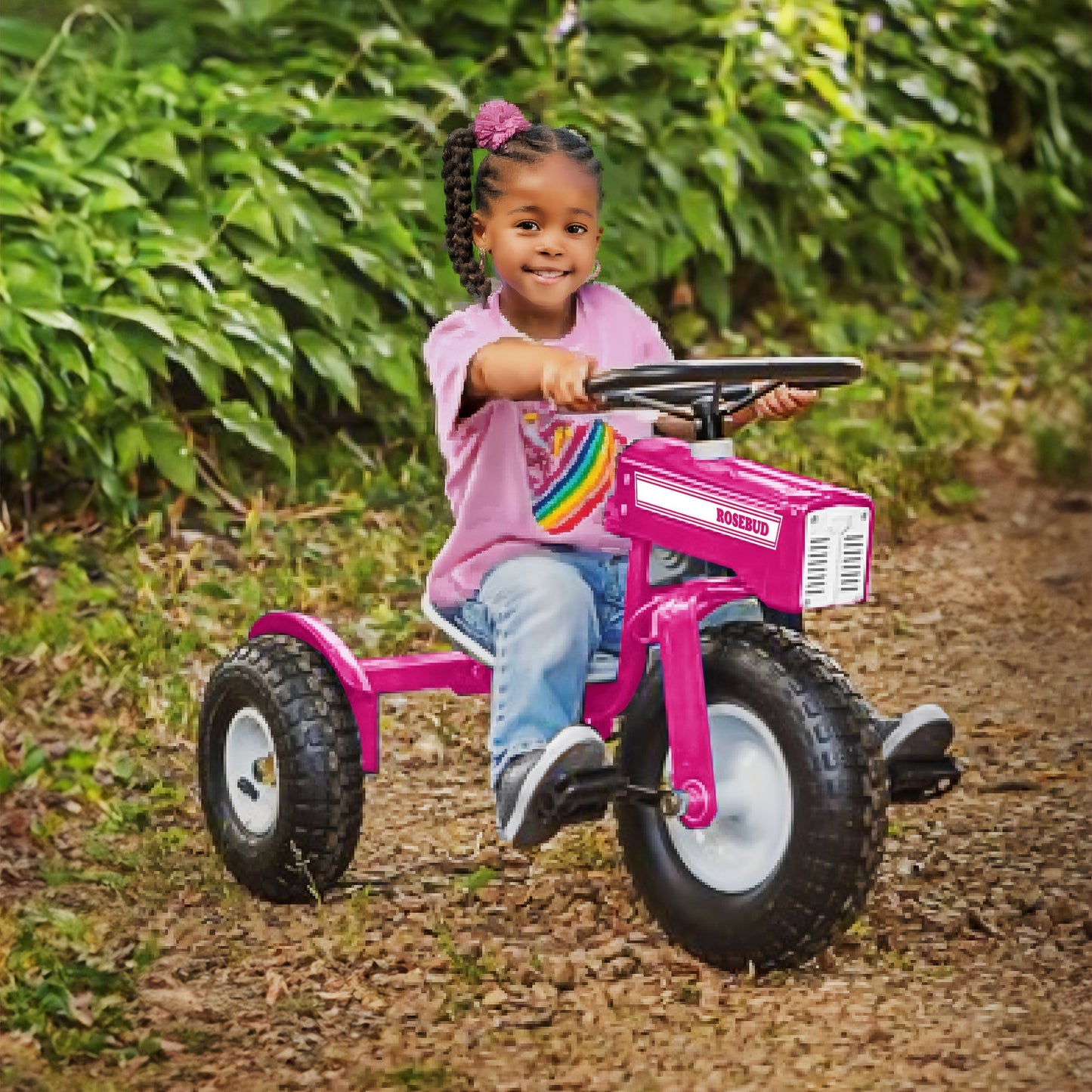 Tricam Outdoor Tractor Tricycle, 22" Steel Toddler Bike Kids Ride On Toy, Pink