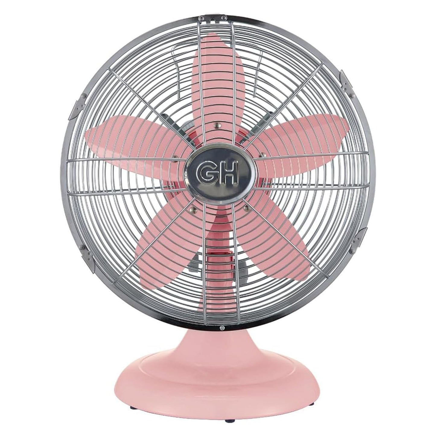 Good Housekeeping All-Metal Oscillating Retro Desk Table Fan, 12 Inch, Pink