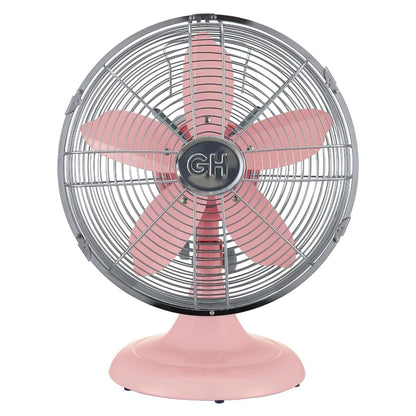 Good Housekeeping All-Metal Oscillating Retro Desk Table Fan, 12 Inch, Pink